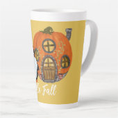 Gnome & Pumpkin House Fall Scene Milchtasse (Rechte Ecke)