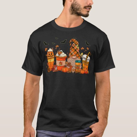Gnome Pumpkin Spice Coffee Latte Fall Autumn Bat G T-Shirt (Vorderseite)