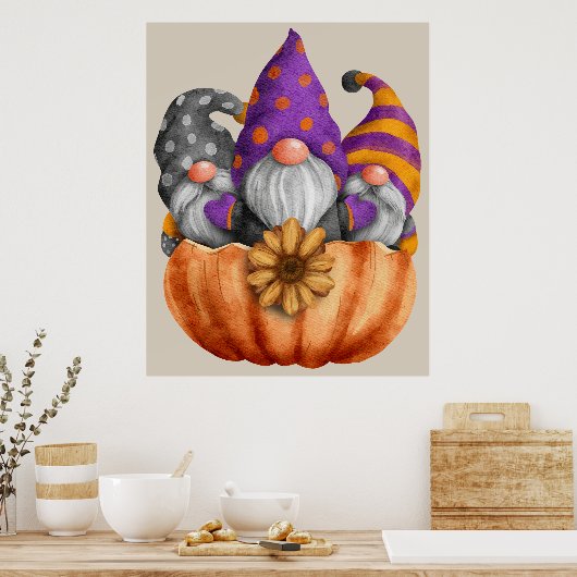 Gnome Pumpkin Trio Poster (Küche)