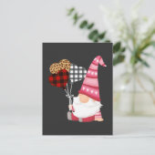 Gnome Red Black Leopard Balloon Valentinstag Postkarte (Stehend Vorderseite)