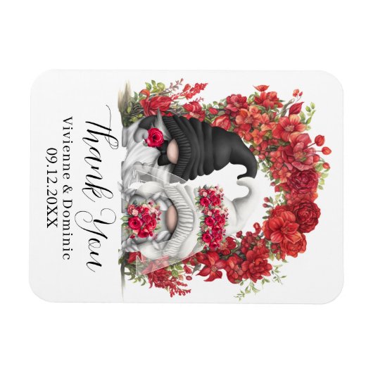 Gnome Red Blume Wedding Danke Magnet (Horizontal)