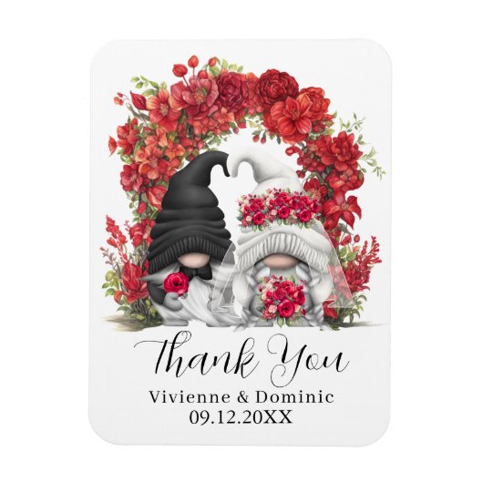 Gnome Red Blume Wedding Danke Magnet (Vertikal)