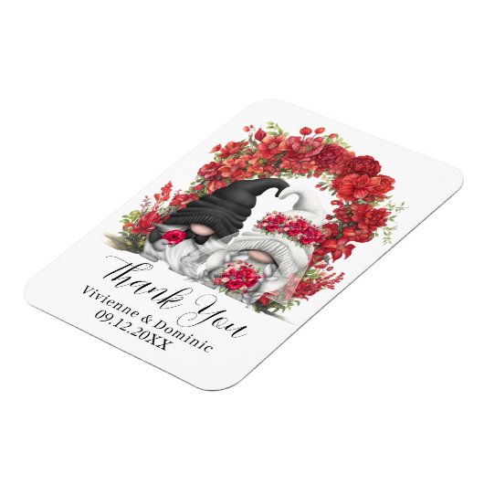 Gnome Red Blume Wedding Danke Magnet (Linke Seite)