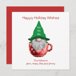 Gnome Red Green Holiday wünscht Personalisierte Ka Feiertagskarte