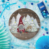 Gnome Red Kariert Eichhörnchen Weihnachtsbaum Pappteller (Party)