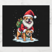 Gnome Ride English Bulldog Christmas Weihnachten W Schaumweinetikett (Einzelnes Label)