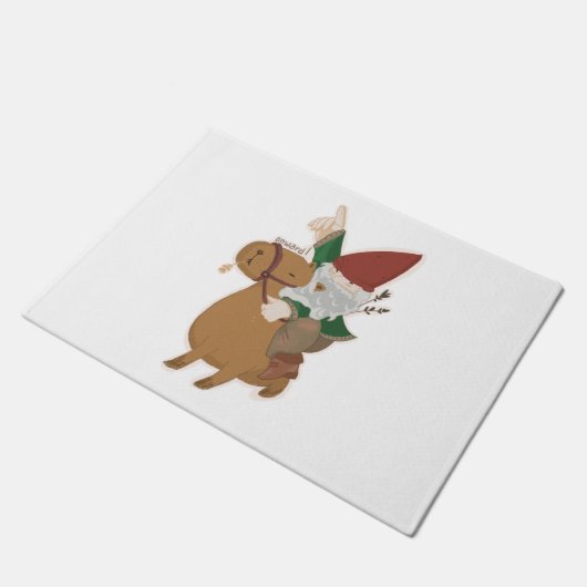 Gnome Riding a Capybara Fußmatte (Schrägansicht)
