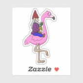 Gnome Riding a Flamingo mit Ananas Aufkleber (Blatt)