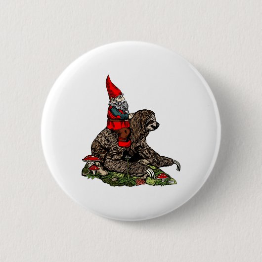 Gnome Riding a Sloth Button (Vorderseite)