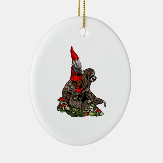 Gnome Riding a Sloth Keramik Ornament (Rechts)