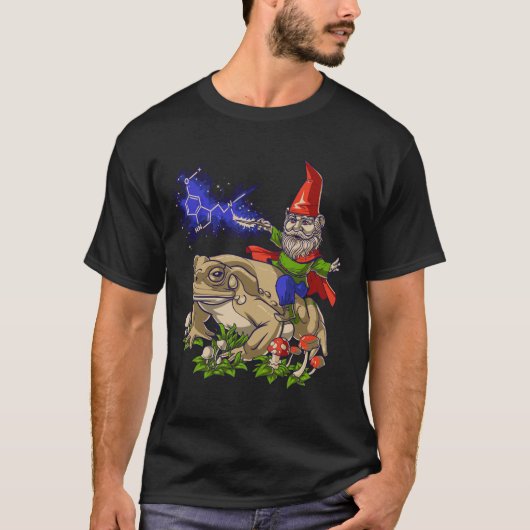 Gnome Riding Bufo Alvarius Toad 5 Meo Dmt Psycheo T-Shirt (Vorderseite)