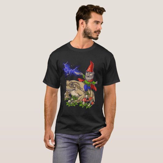 Gnome Riding Bufo Alvarius Toad 5 Meo Dmt Psycheo T-Shirt (Vorne ganz)