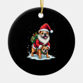 Gnome Riding English Bulldog Christmas Xmas Boys G Keramik Ornament (Vorne)