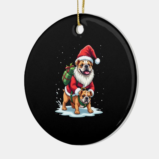 Gnome Riding English Bulldog Christmas Xmas Boys G Keramik Ornament (Links)