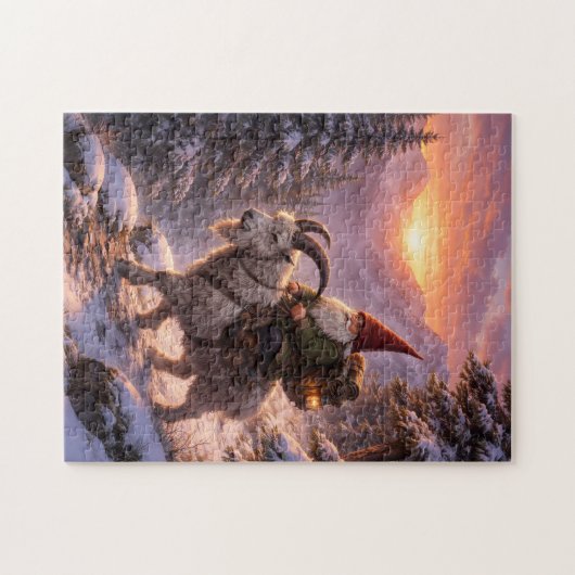 Gnome riding mountain goat puzzle (Horizontal)
