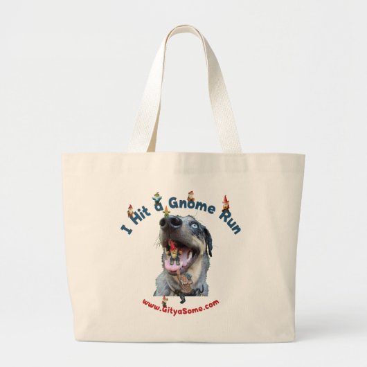 Gnome Run Zuhause Run Dog Jumbo Stoffbeutel (Vorne)