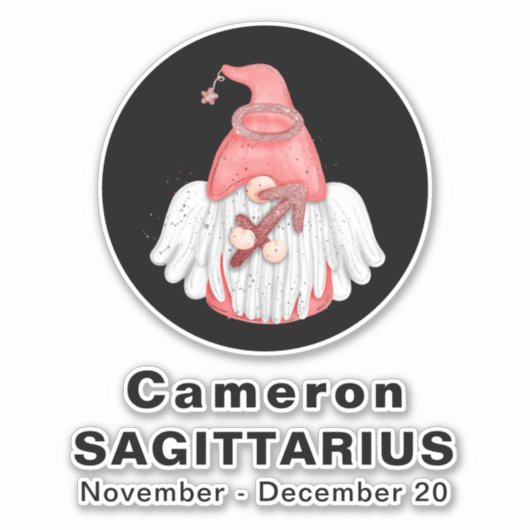 Gnome Sagittarius Astrologie Sign Angel 8" Vinyl Aufkleber (Vorderseite)