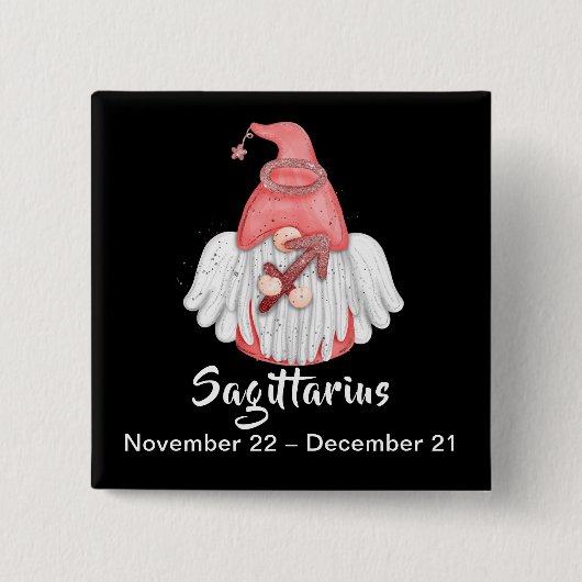Gnome Sagittarius Astrologie Signage Angel Pinback Button (Vorderseite)