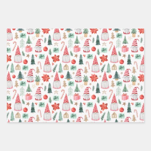 Gnome Santa Claus Weihnachtswrapping Paper Sheets Geschenkpapier Set (Vorderseite 2)