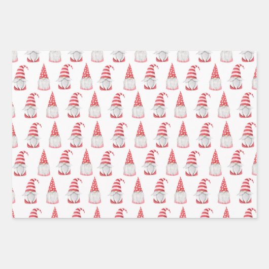 Gnome Santa Claus Weihnachtswrapping Paper Sheets Geschenkpapier Set (Vorderseite)