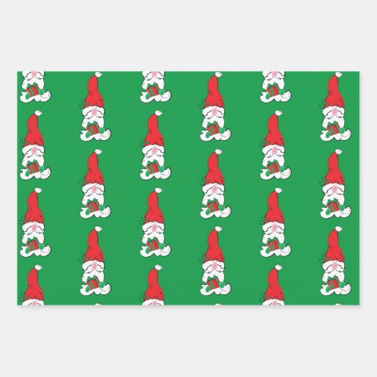 Gnome Santa Geschenkpapier Set (Vorderseite)