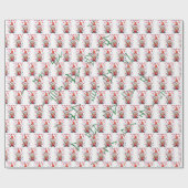 Gnome Santa mit Weihnachtsbäumen im Hintergrund Geschenkpapier (Flach)