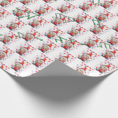 Gnome Santa mit Weihnachtsbäumen im Hintergrund Geschenkpapier (Ecke)