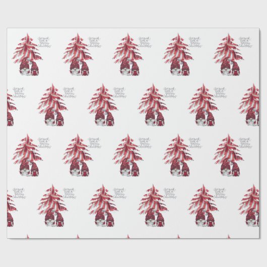 Gnome Santa & Mrs Claus Wrapping Paper Geschenkpapier (Flach)