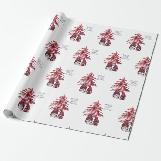 Gnome Santa & Mrs Claus Wrapping Paper Geschenkpapier (Ungerollt)