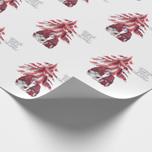 Gnome Santa & Mrs Claus Wrapping Paper Geschenkpapier (Ecke)