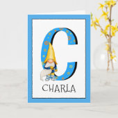 Gnome scherzt Namen des Buchstabe-C und Karte (Gelbe Blume)