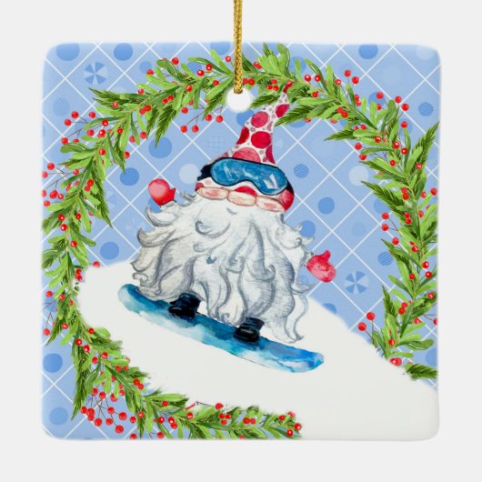 Gnome-Schnee-Boarding mit Kranz Keramikornament (Rückseite)