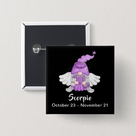 Gnome Scorpio Astrologie Signatur Angel Button Bac (Vorne & Hinten)