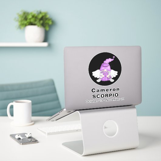 Gnome Scorpio Astrology Sign Angel 8" Vinyl Aufkleber (Laptop auf Schreibtisch)