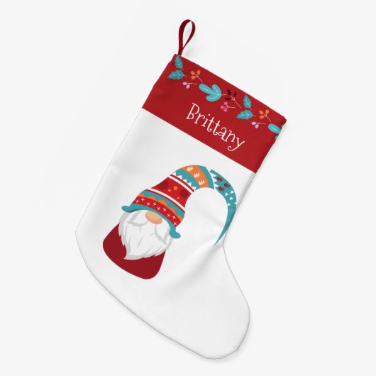 Gnome Simple Modern Leaathan Border Holiday Name N Kleiner Weihnachtsstrumpf (Vorderansicht (hängend))