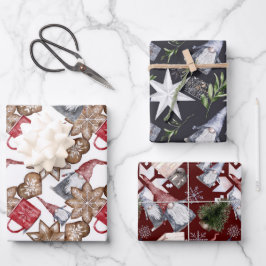 Gnome skandinavische Nordic Watercolor Weihnachten Geschenkpapier Set
