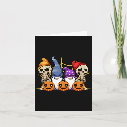 Gnome Skeleton Lazy Halloween Kostüm Niedlich Pump Karte (Vorderseite)