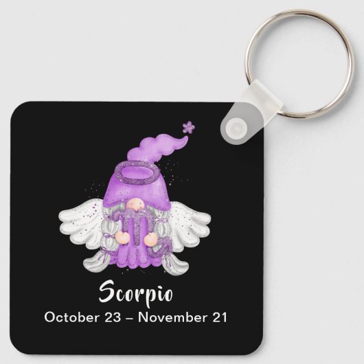 Gnome Skorpio Astrologie Signatur Engel Schlüsselanhänger (Rückseite)
