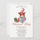 Gnome Sleigh Pine Tree Rotes Weihnachtsfest Party Einladung (Vorderseite)