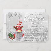 Gnome Sleigh PineTree Bokeh Weihnachtsfest Party Einladung (Vorderseite)
