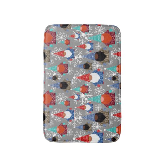 Gnome Snowflake Illustrationen Weihnachtsmuster Badematte (Vorderseite Vertikal)