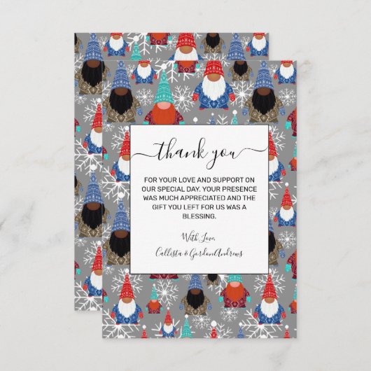 Gnome Snowflake Illustrationen Weihnachtsmuster Dankeskarte (Vorne/Hinten)