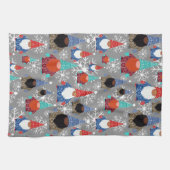 Gnome Snowflake Illustrationen Weihnachtsmuster Geschirrtuch (Horizontal)