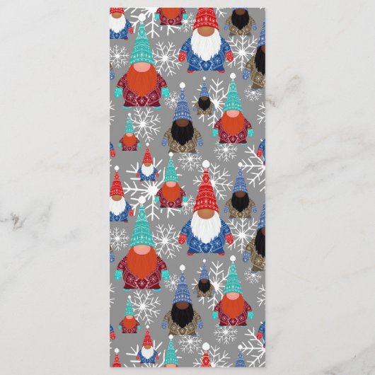 Gnome Snowflake Illustrationen Weihnachtsmuster Menükarte (Rückseite)