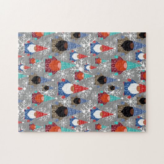 Gnome Snowflake Illustrationen Weihnachtsmuster Puzzle (Horizontal)