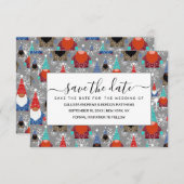 Gnome Snowflake Illustrationen Weihnachtsmuster Save The Date (Vorne/Hinten)