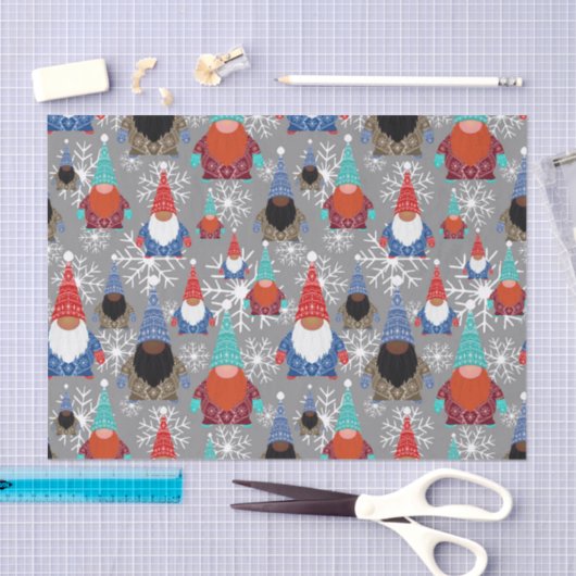 Gnome Snowflake Illustrationen Weihnachtsmuster Seidenpapier (Handwerk)