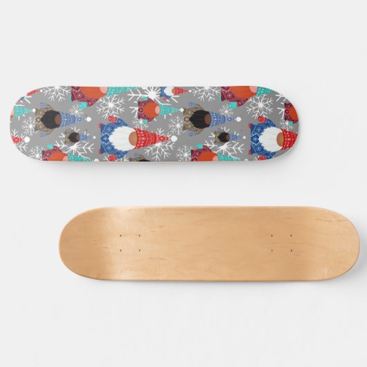 Gnome Snowflake Illustrationen Weihnachtsmuster Skateboard (Horizontal)