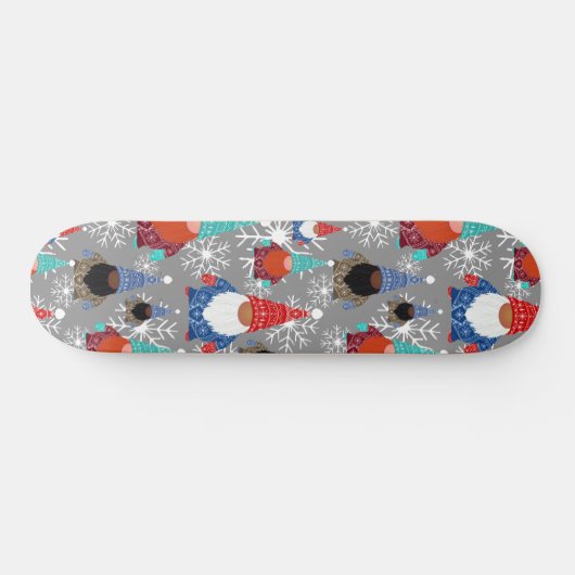 Gnome Snowflake Illustrationen Weihnachtsmuster Skateboard (Horizontal)
