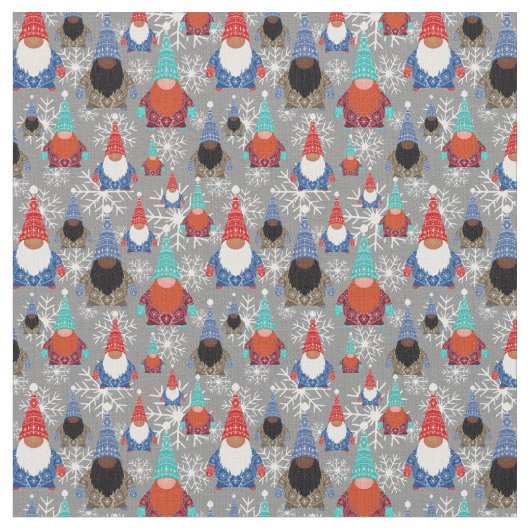 Gnome Snowflake Illustrationen Weihnachtsmuster Stoff (Nahaufnahme)
